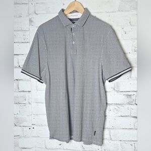 Ted Baker Geometric Polo Shirt Blue White Mens XXL Designer Golf